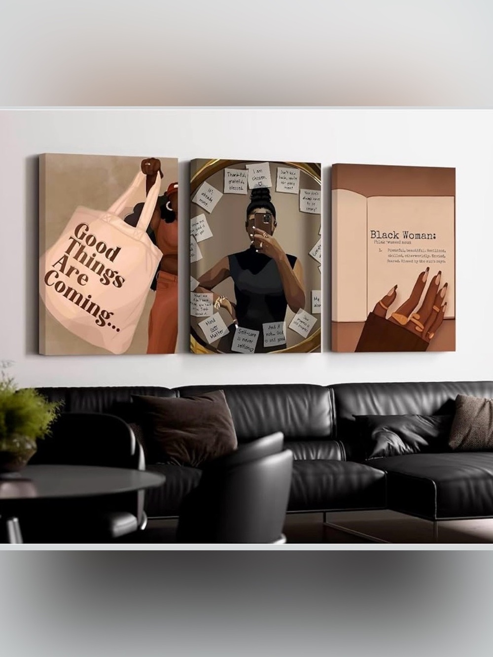 New in Box! Black Girl Themed Wall Art (3 Pack) Size: 12x16x3
